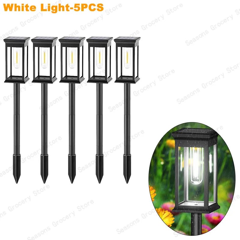 IP65 Waterproof Solar Garden Lights White Warm Light Outdoor Landscape Walkway Lighting Lawn Porch Patio Ambiance Lights