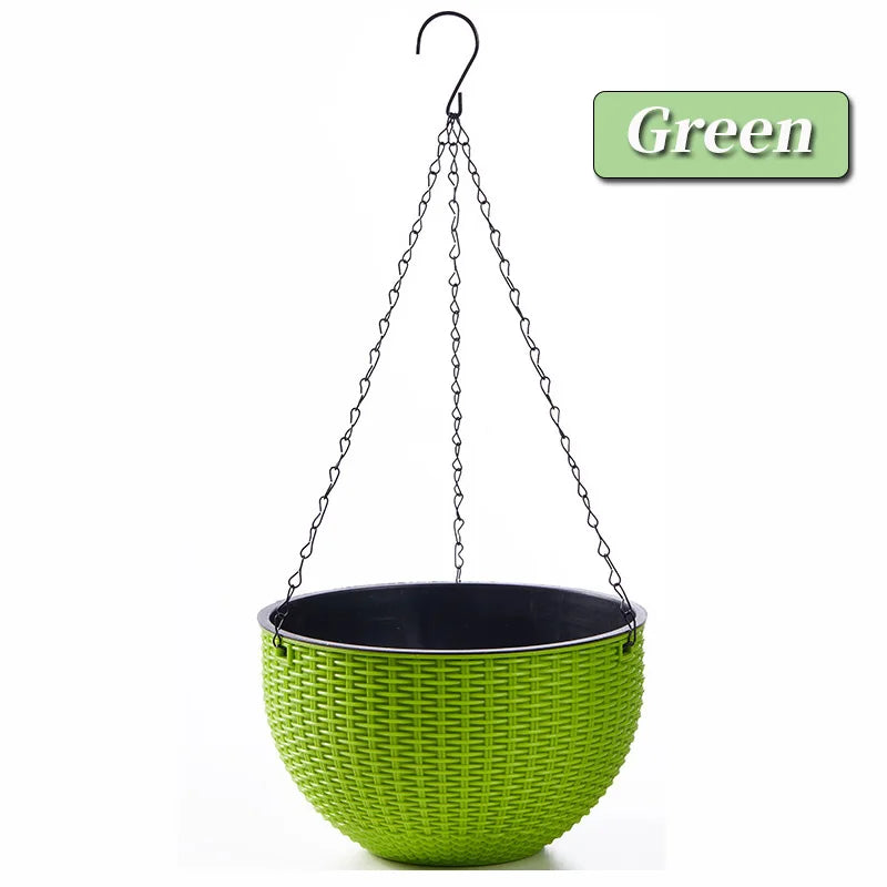 Hanging Hanging Plastic Flower Pot European Style Honeycomb Pattern Imitation Rattan Flower Pot Hanging Indoor Hanging Basket