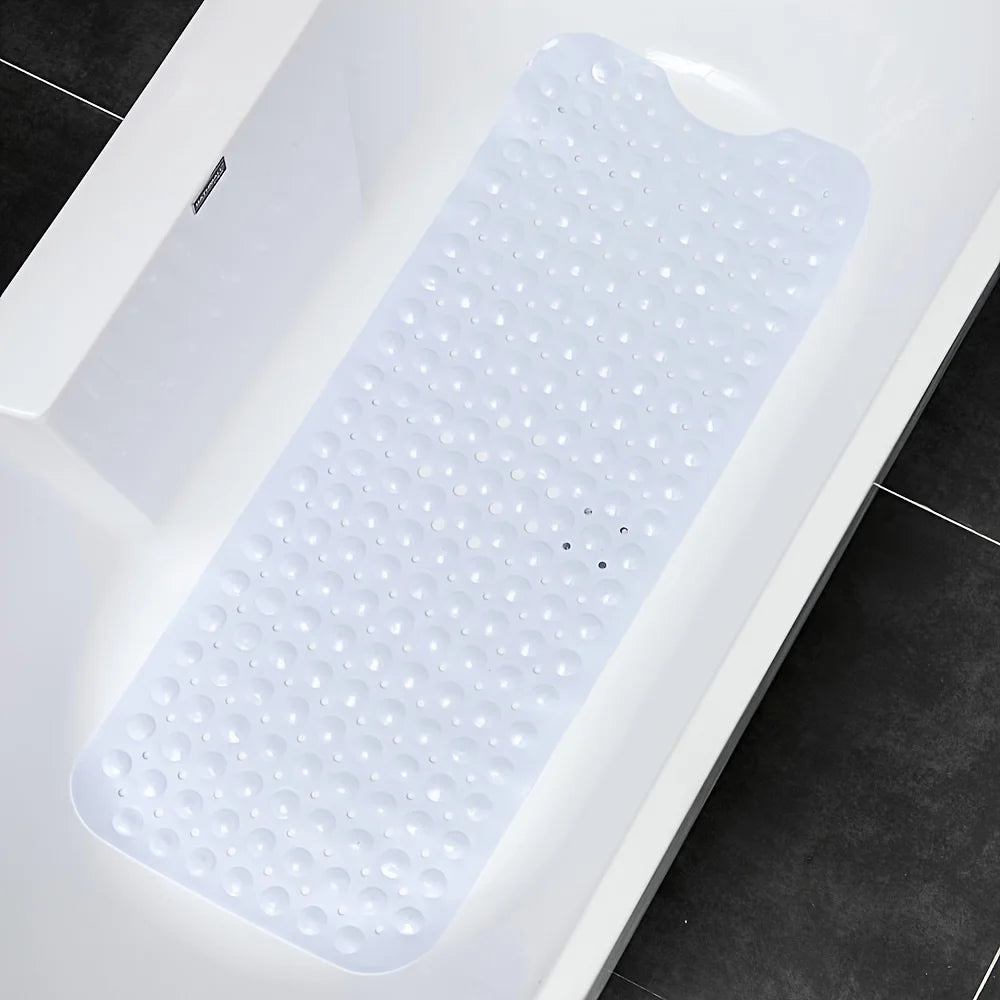 PVC Non-Slip Shower Mat with Suction Cups & Drain Holes — Machine Washable