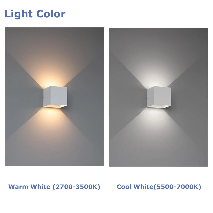 IP65 Waterproof LED Wall Lamp — 6W/12W, Black, White or Grey