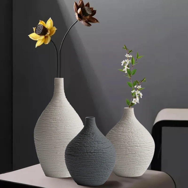 Nordic Narrow-Neck Ceramic Vase — Small or Large