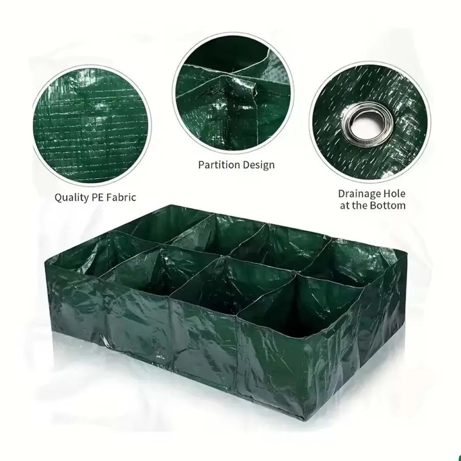 Multi-Grid Round Grow Bag – 4/6/8 Compartment PE Planter for Vegetables & Flowers