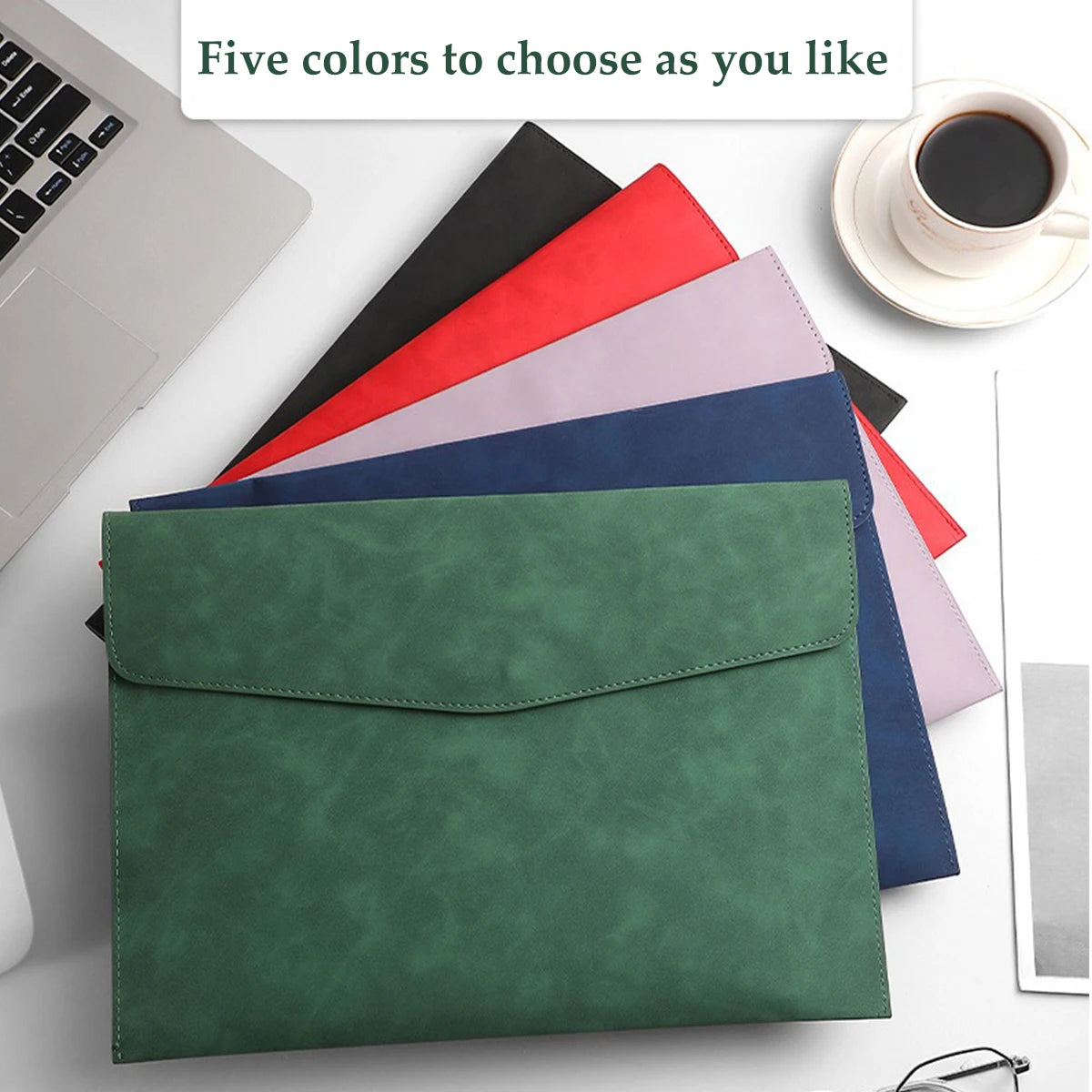 PU Leather File Bag — Waterproof Document Organizer, A4 & A5