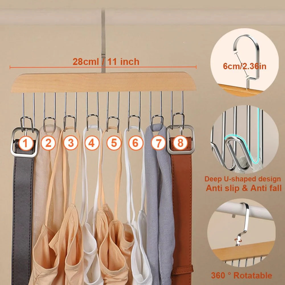 Multifunctional Wood & Steel Wave Hanger Organizer