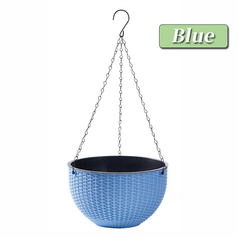 Hanging Hanging Plastic Flower Pot European Style Honeycomb Pattern Imitation Rattan Flower Pot Hanging Indoor Hanging Basket
