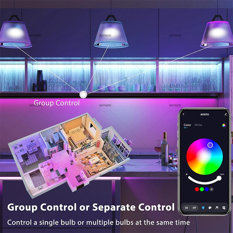 Tuya Bluetooth RGBCW Smart Bulb E27 — 16 Million Colours, Music Sync