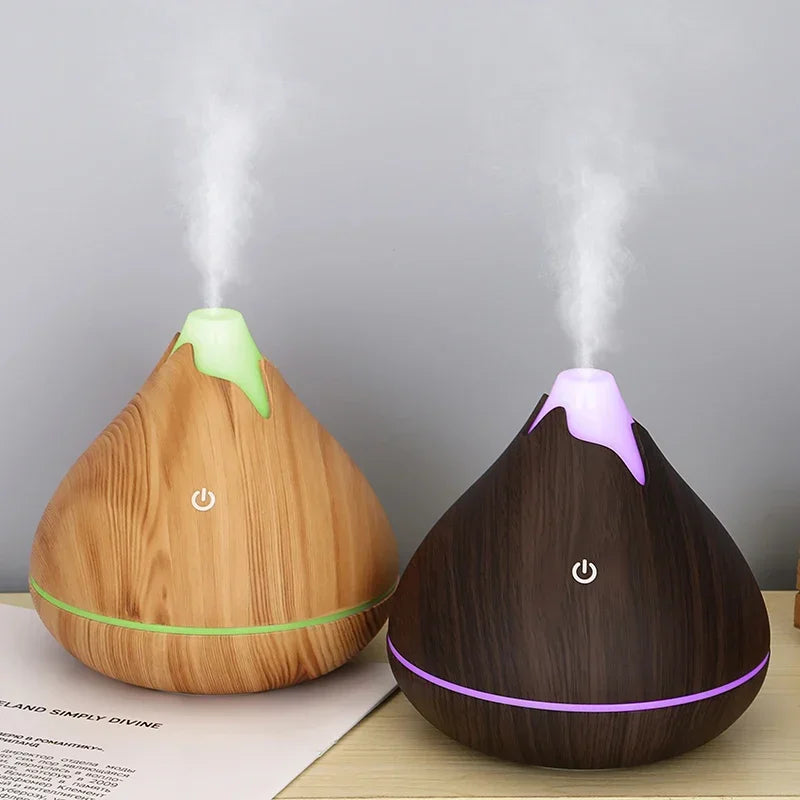 Wood Grain Ultrasonic Aroma Diffuser & Humidifier — 7 Colour LED, Remote Control