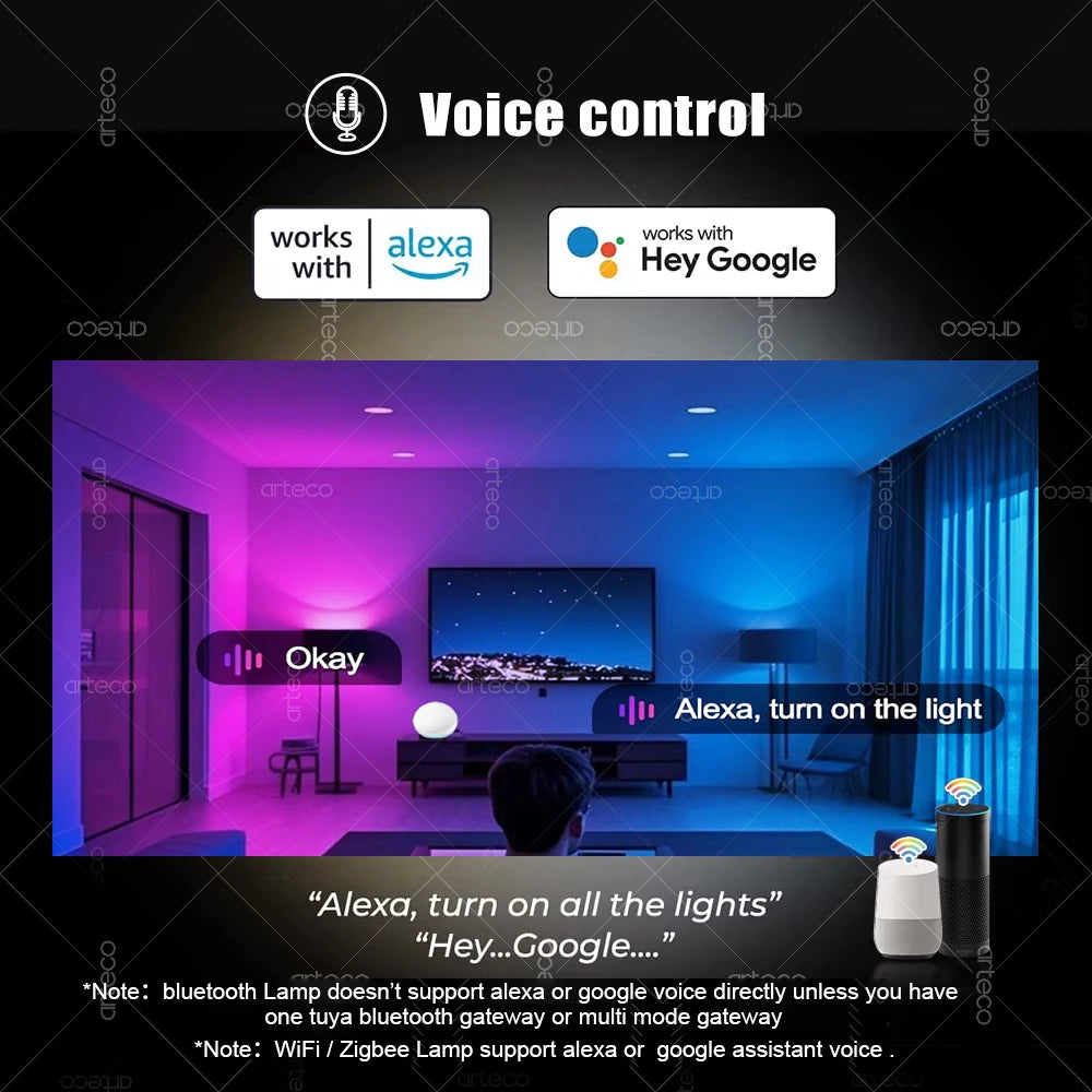 Tuya Smart Bulb — ZigBee, WiFi or Bluetooth, E27 / E14 / GU10, RGBCW