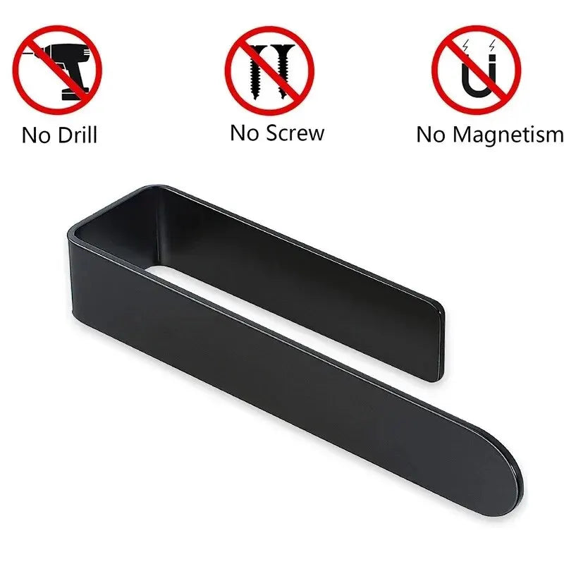 304 Stainless Steel No-Drill Towel Bar — Brushed, 23cm or 37cm, Black or Steel