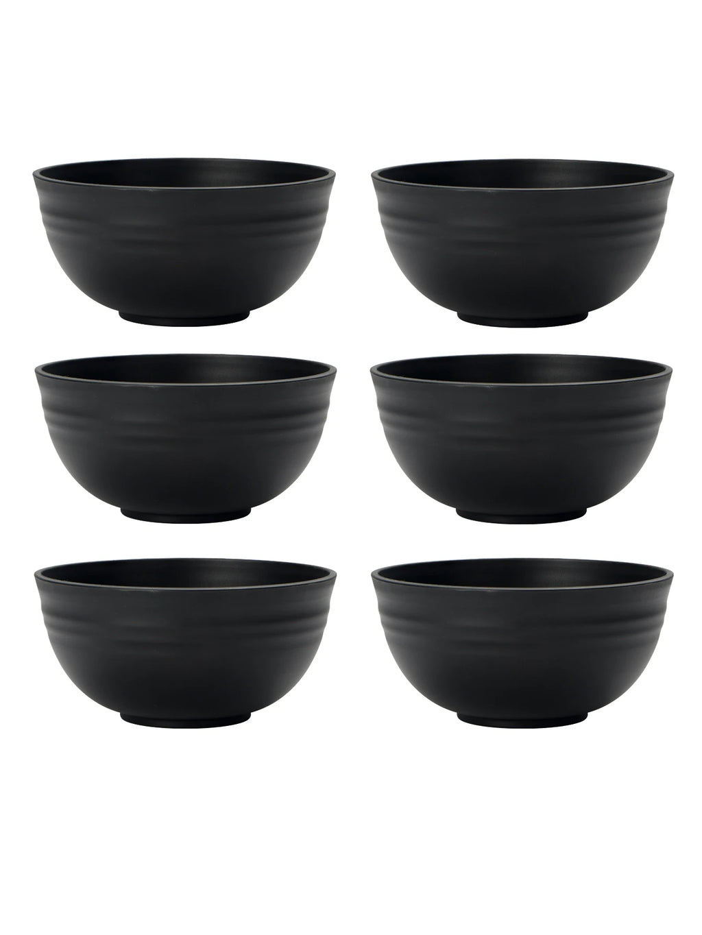 Black Grain Reusable Plastic Dinner Bowls — Set of 4, 6 or 8
