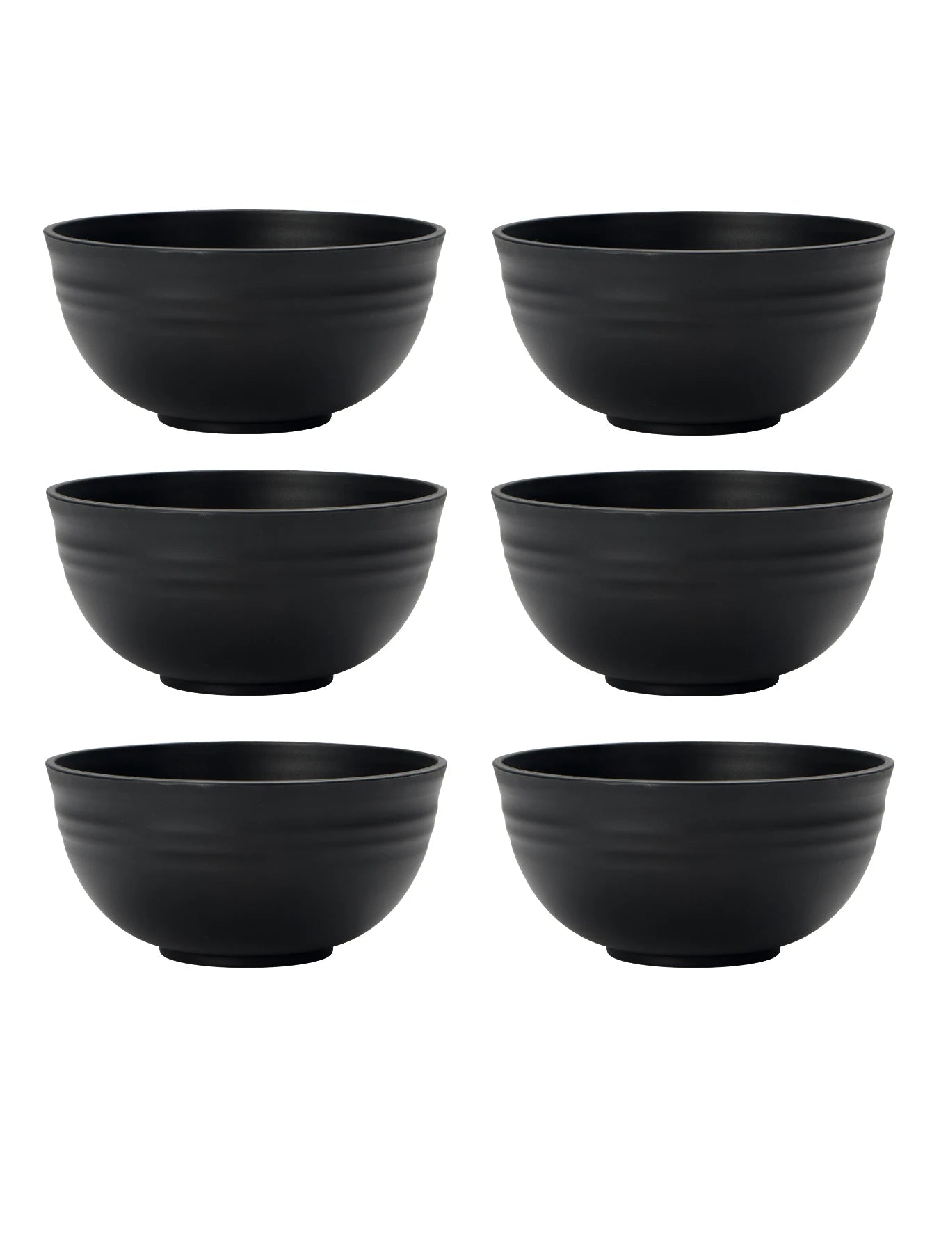 Black Grain Reusable Plastic Dinner Bowls — Set of 4, 6 or 8