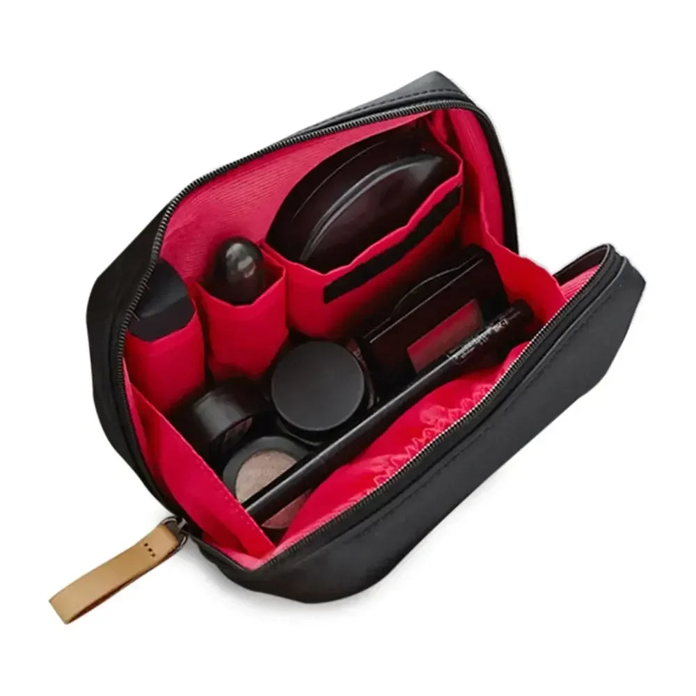 Korean-Style Nylon Cosmetic Bag — Waterproof Solid Colour Makeup Pouch
