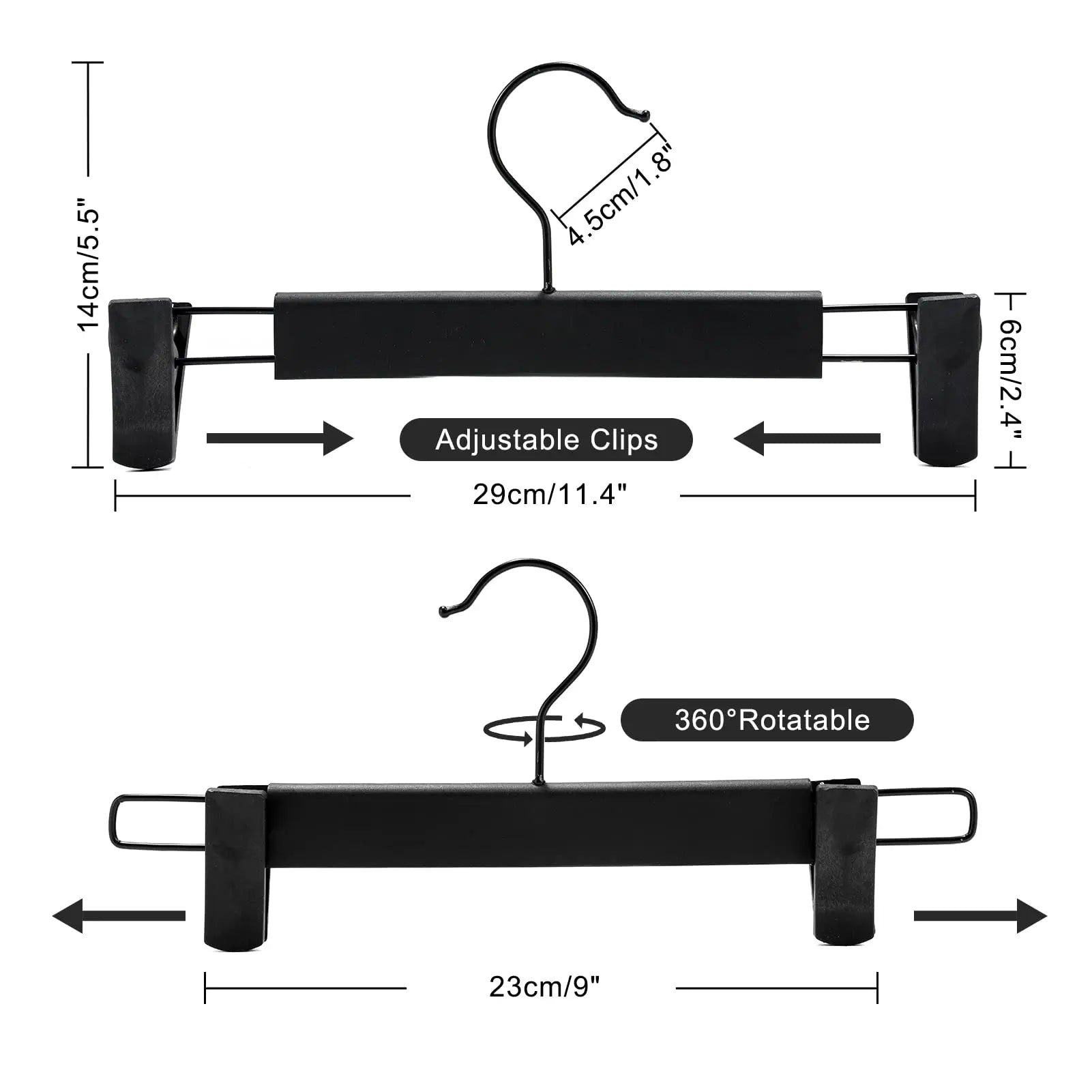 Adjustable Non-Slip Pants Hangers with Clips