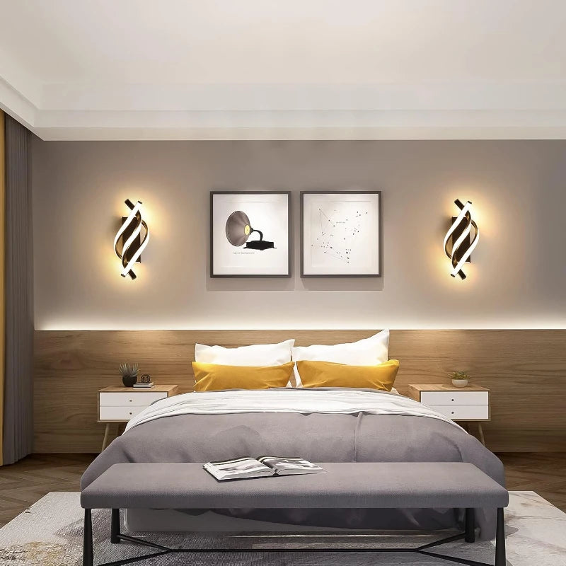 Curved Spiral LED Wall Lamp — 3 Colour Temperatures, Black or White