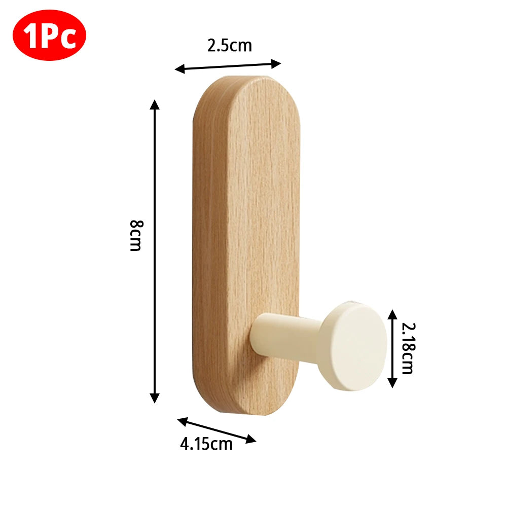 Self-Adhesive Wooden & Aluminium Wall Hook — No-Drill Key & Coat Hanger