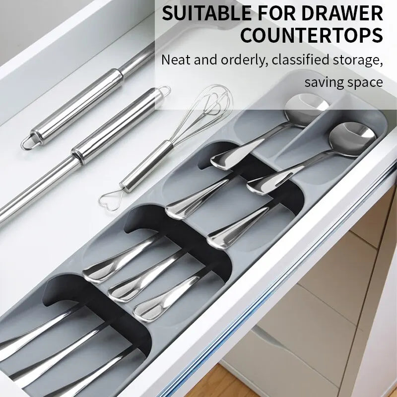 Kitchen Drawer Cutlery & Knife Storage Tray — Multipurpose Organiser