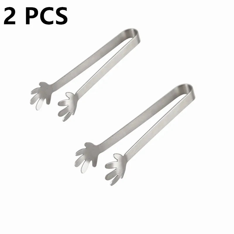Stainless Steel Mini Serving Tongs — for Sugar, Ice, Snacks & Coffee Bar