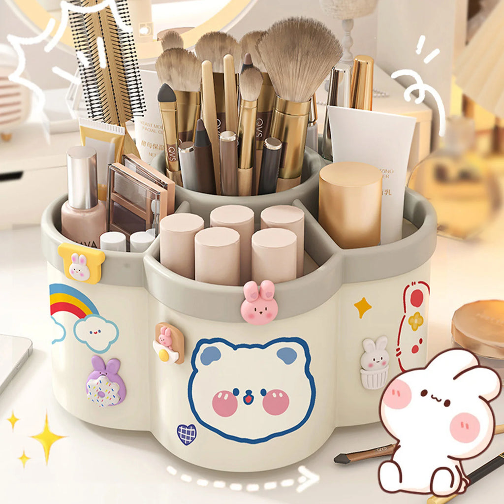 Rotating Plastic Pen Holder — 360° Desktop Organizer, 15.5 × 10 cm