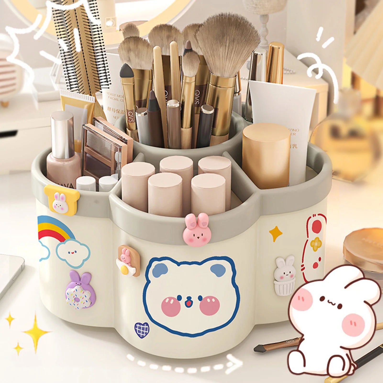 Rotating Plastic Pen Holder — 360° Desktop Organizer, 15.5 × 10 cm