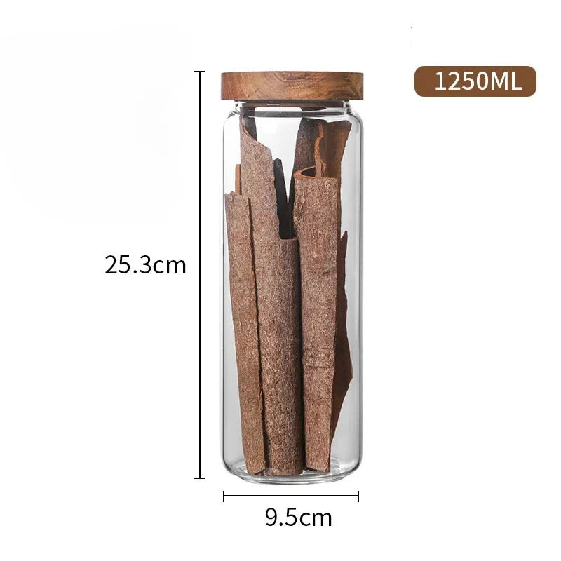 Glass Airtight Canister with Wooden Lid — Japanese Style, Kitchen & Pantry