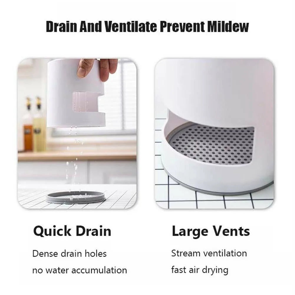 4-Compartment Toothbrush Holder with Drain Tray — ABS Bathroom Organizer