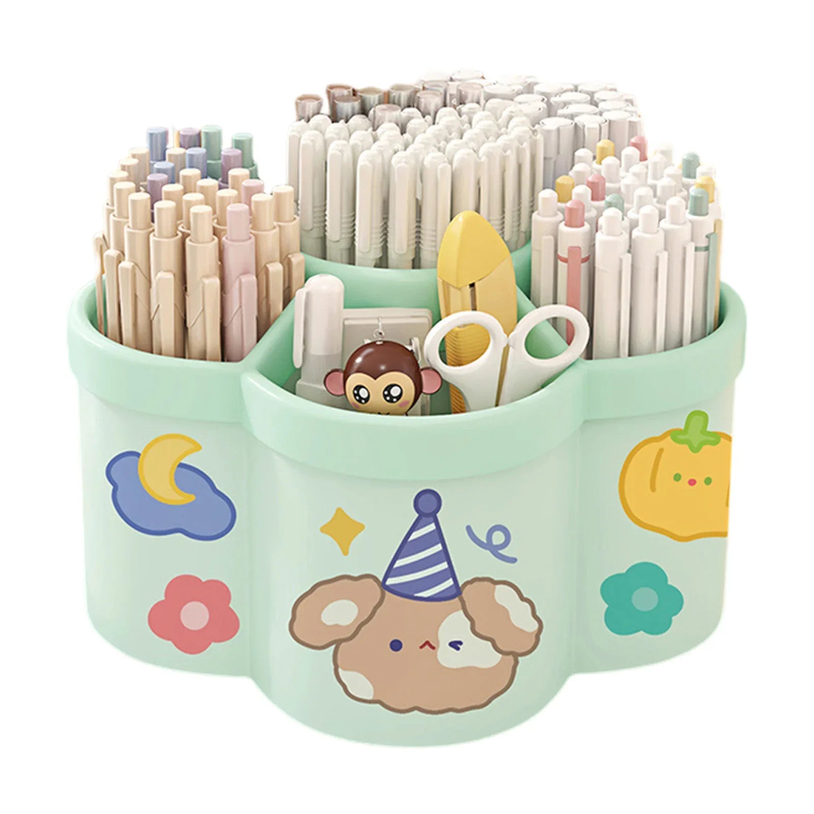 Rotating Plastic Pen Holder — 360° Desktop Organizer, 15.5 × 10 cm