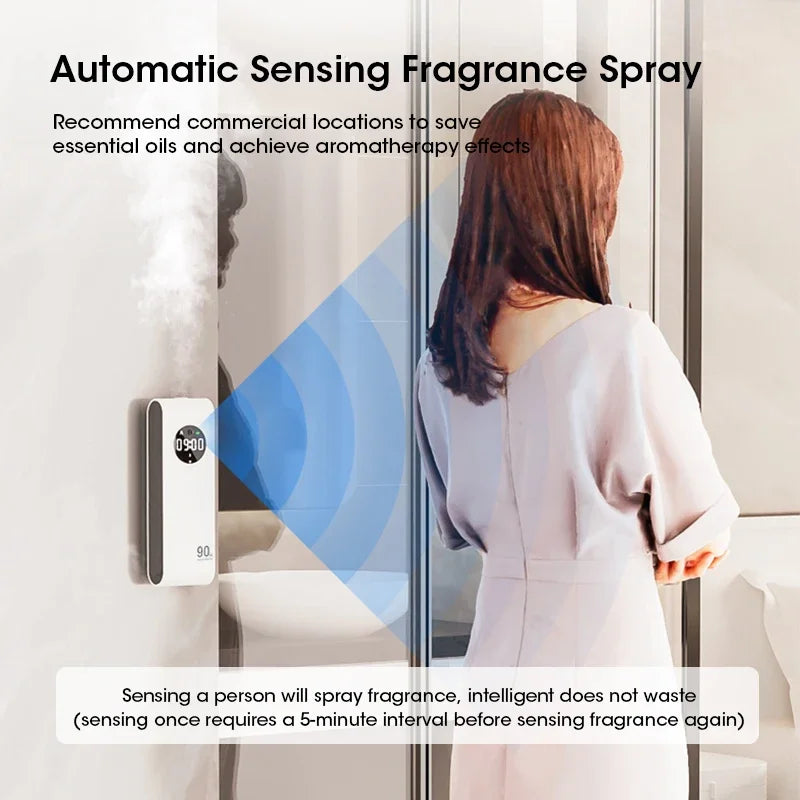 Wall-Mounted Automatic Sensor Aroma Diffuser — USB Rechargeable with Clock