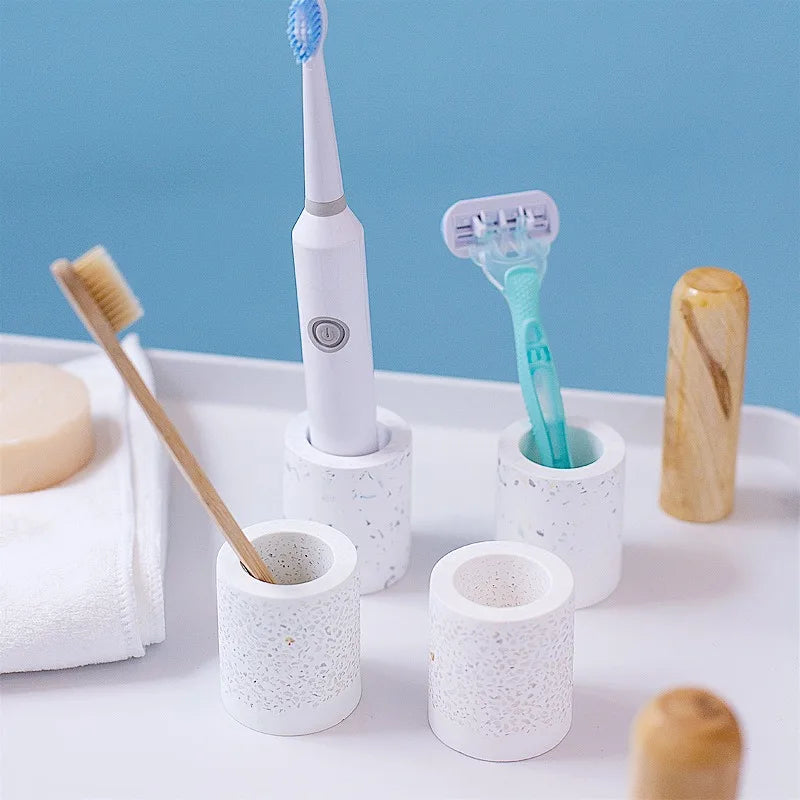 Diatomite Toothbrush Holder — Absorbent Terrazzo Bathroom Container