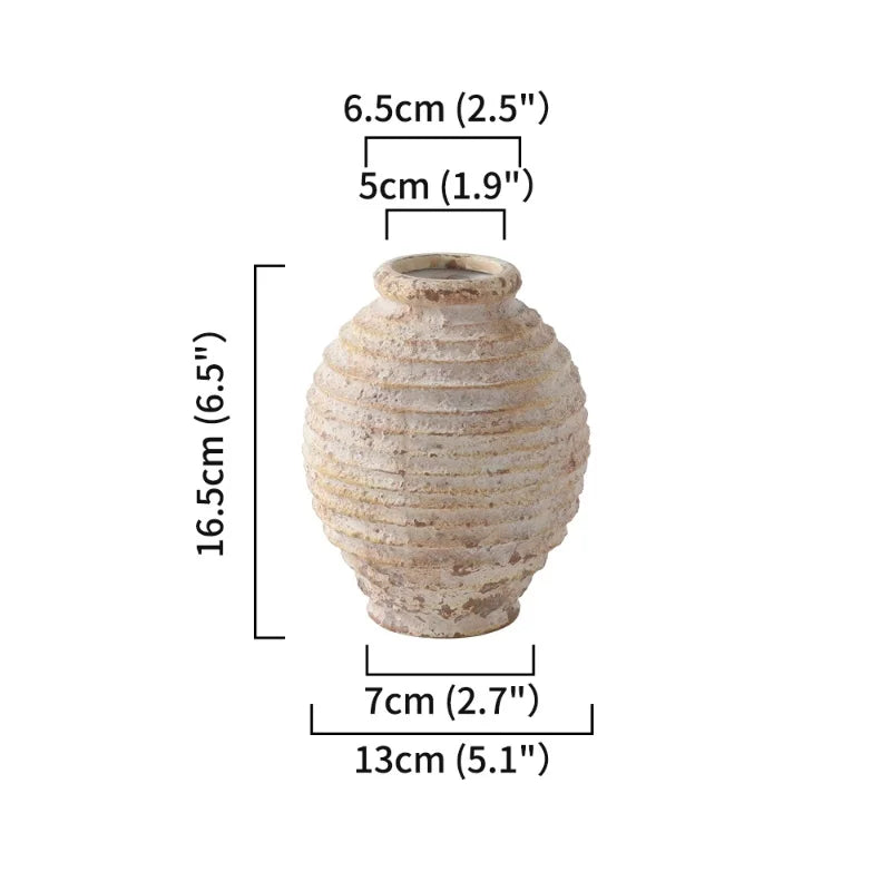Retro Rough Clay Pottery Vase — Handmade Vintage Style