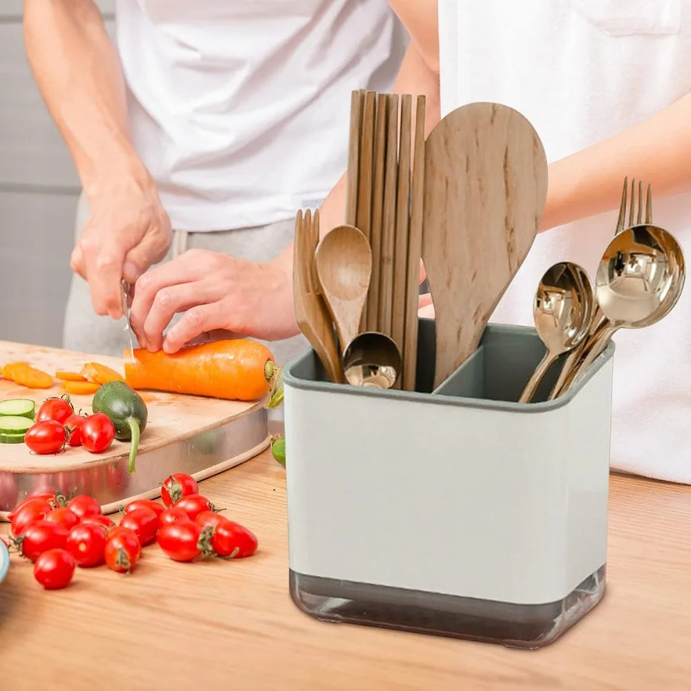 Double-Layer Chopstick & Cutlery Drain Rack — Stackable, Multipurpose