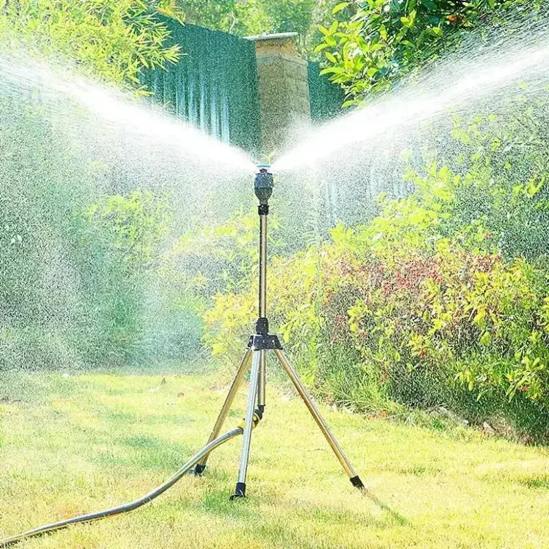 360° Rotating Garden Sprinkler with Stainless Steel Tripod – Adjustable Lawn Irrigation Stand