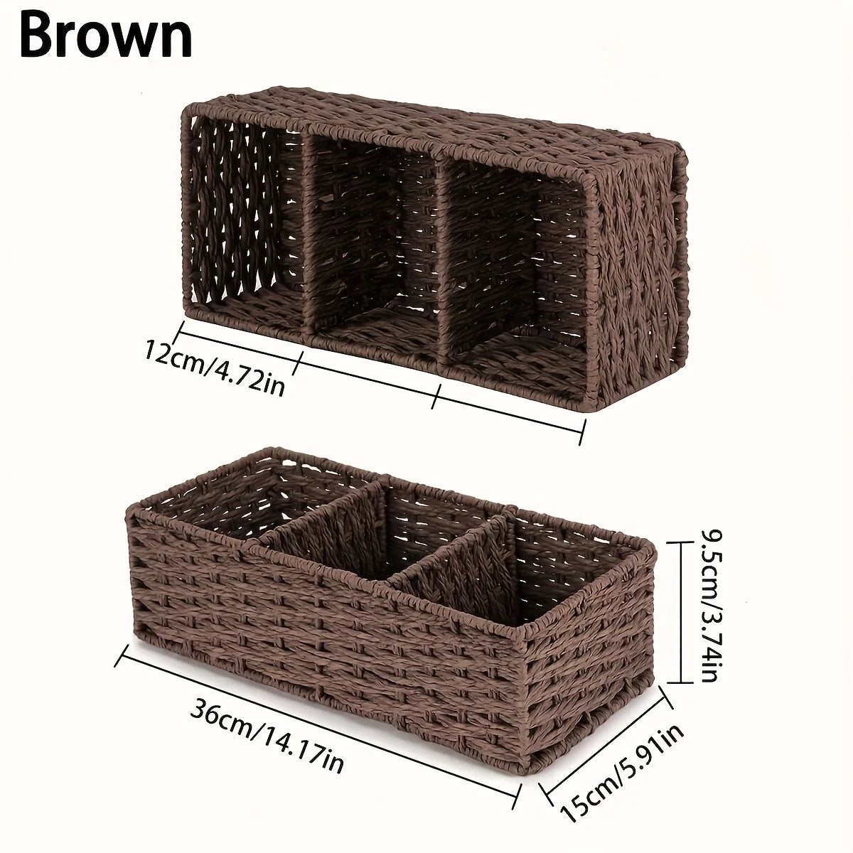 Handwoven Paper Rope Storage Basket — Bathroom & Countertop Organizer