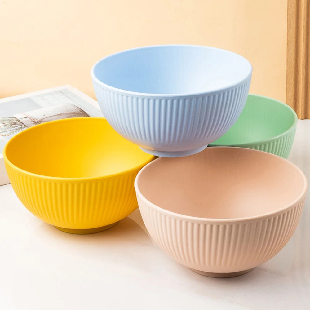 Nordic Wheat Straw Plastic Bowls — Shatter-Resistant, Set of 4