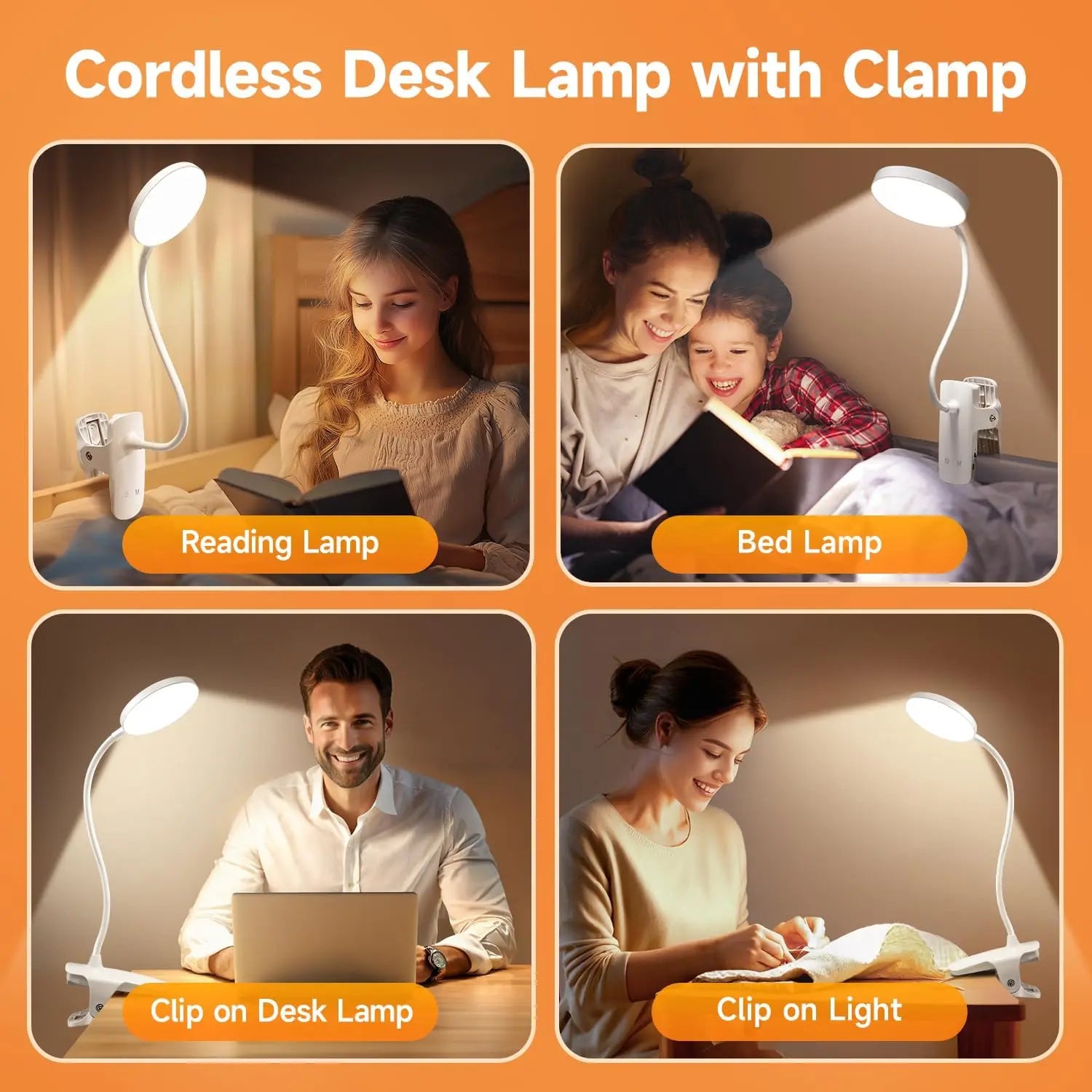 Dimmable Clip-On Reading Light — Stepless Brightness, Eye Protection