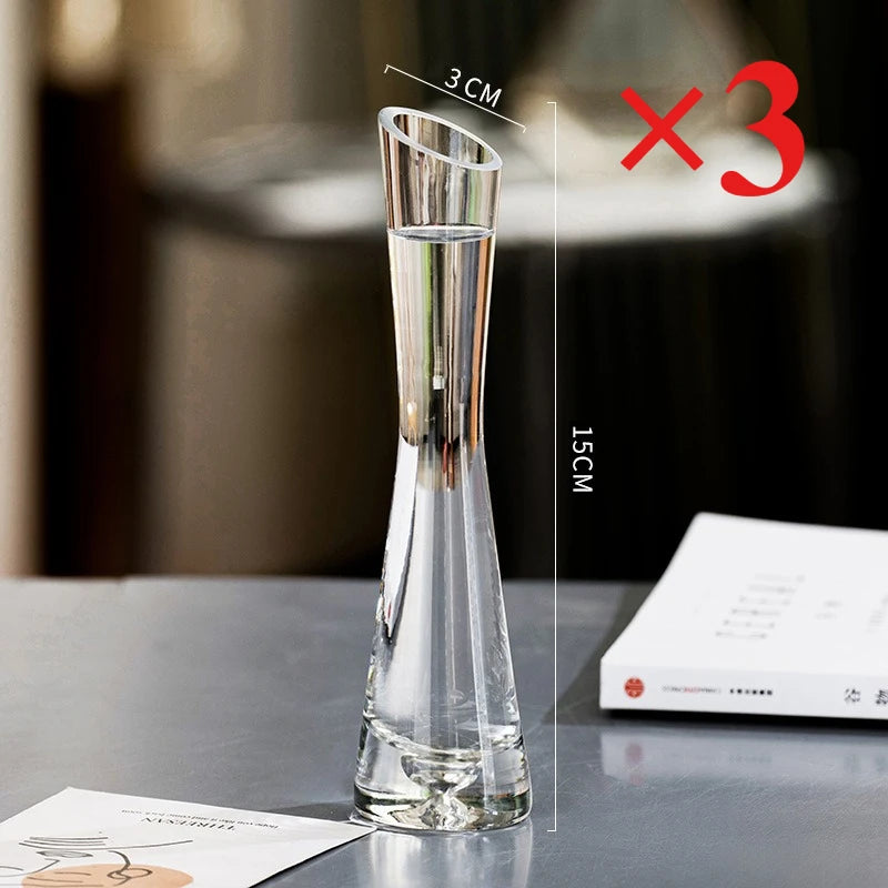 Borosilicate Glass Slanted Mouth Vase — European Style, 2 Designs