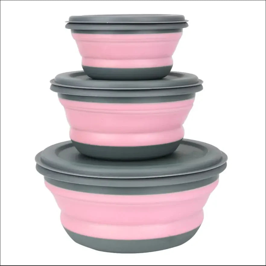 Silicone Foldable Lunch Box Bowl — Set of 3, Portable for Camping & Picnic