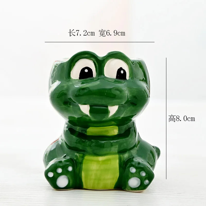 Cartoon Animal Ceramic Flower Pot – Cute Dog & Tiger Desktop Planter