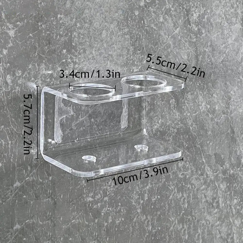 Acrylic Wall-Mount Toothbrush Holder — No-Drill, 2/3/4 Holes, Transparent