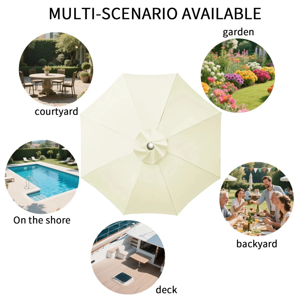 Replacement Parasol Canopy Cover – Polyester Waterproof 2–3m for 6/8 Ribs