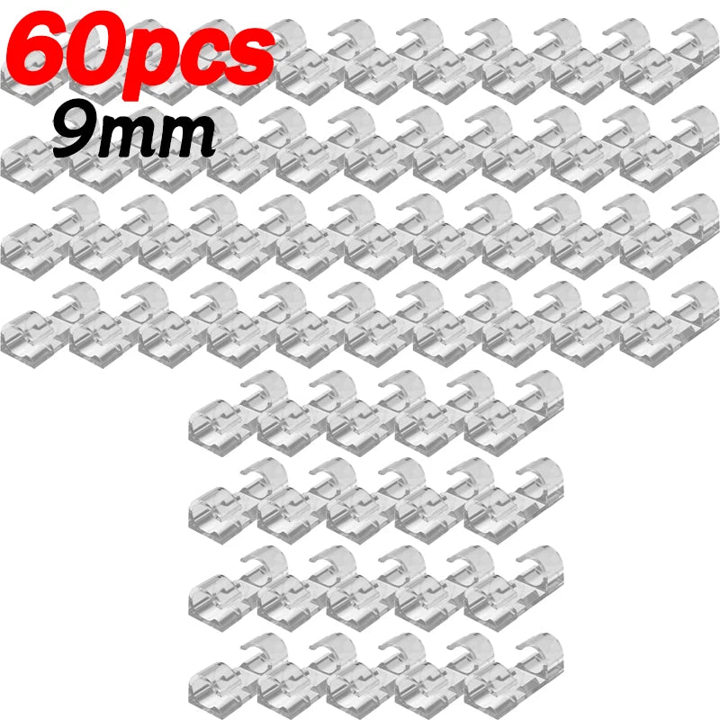 Transparent Plastic Cable Clips — Cord Holder for Home & Office