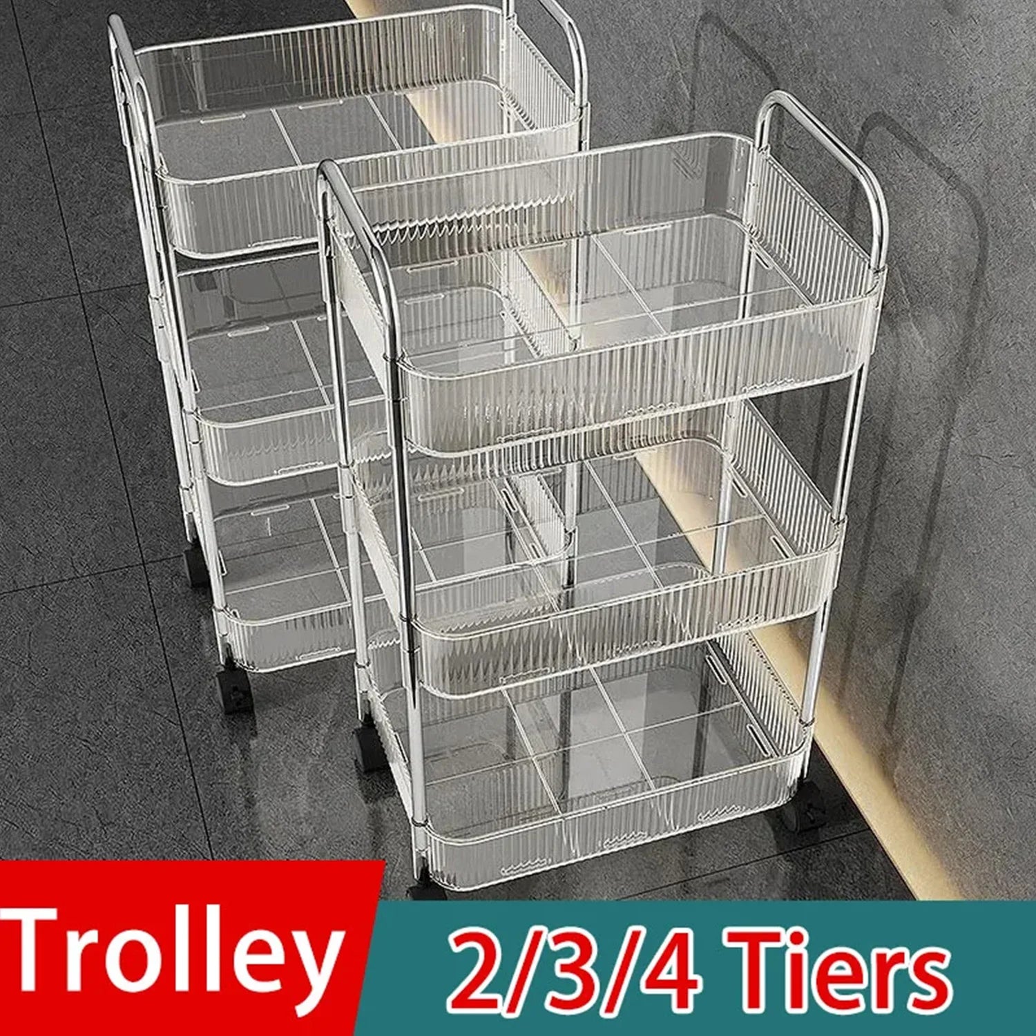 Rolling Storage Trolley with Wheels — Multi-Tier Home Organizer