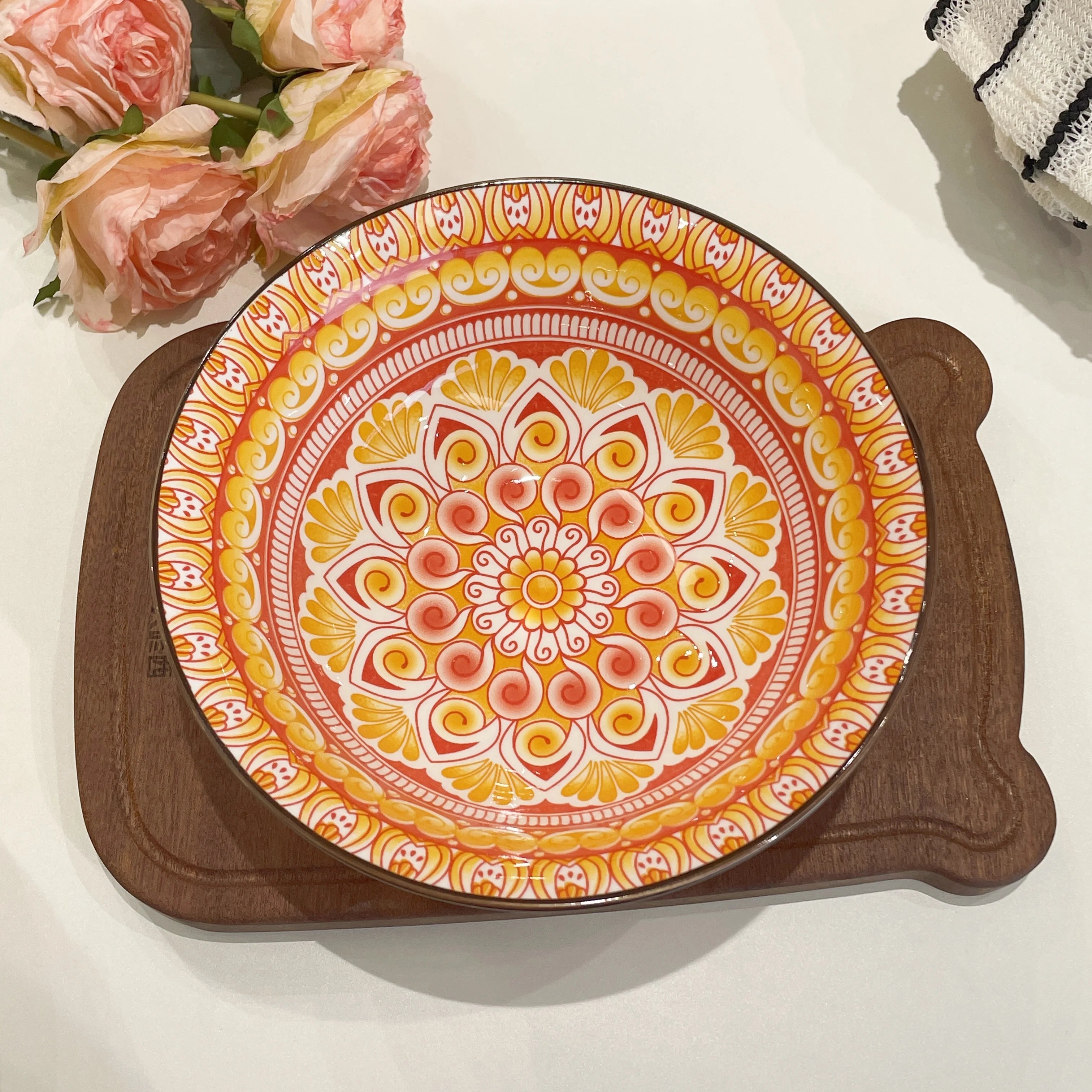 Bohemian Ceramic Soup Bowl — Microwave & Dishwasher Safe, Set of 1 or 4