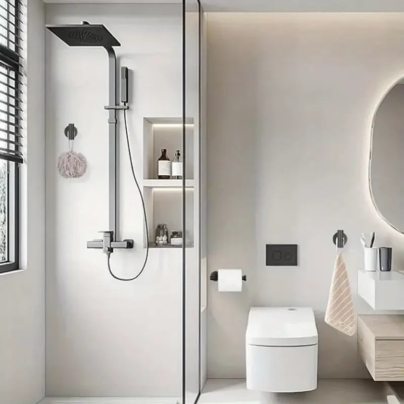 3-Piece Stainless Steel Bathroom Hardware Set — Towel Holder & Toilet Paper Holder