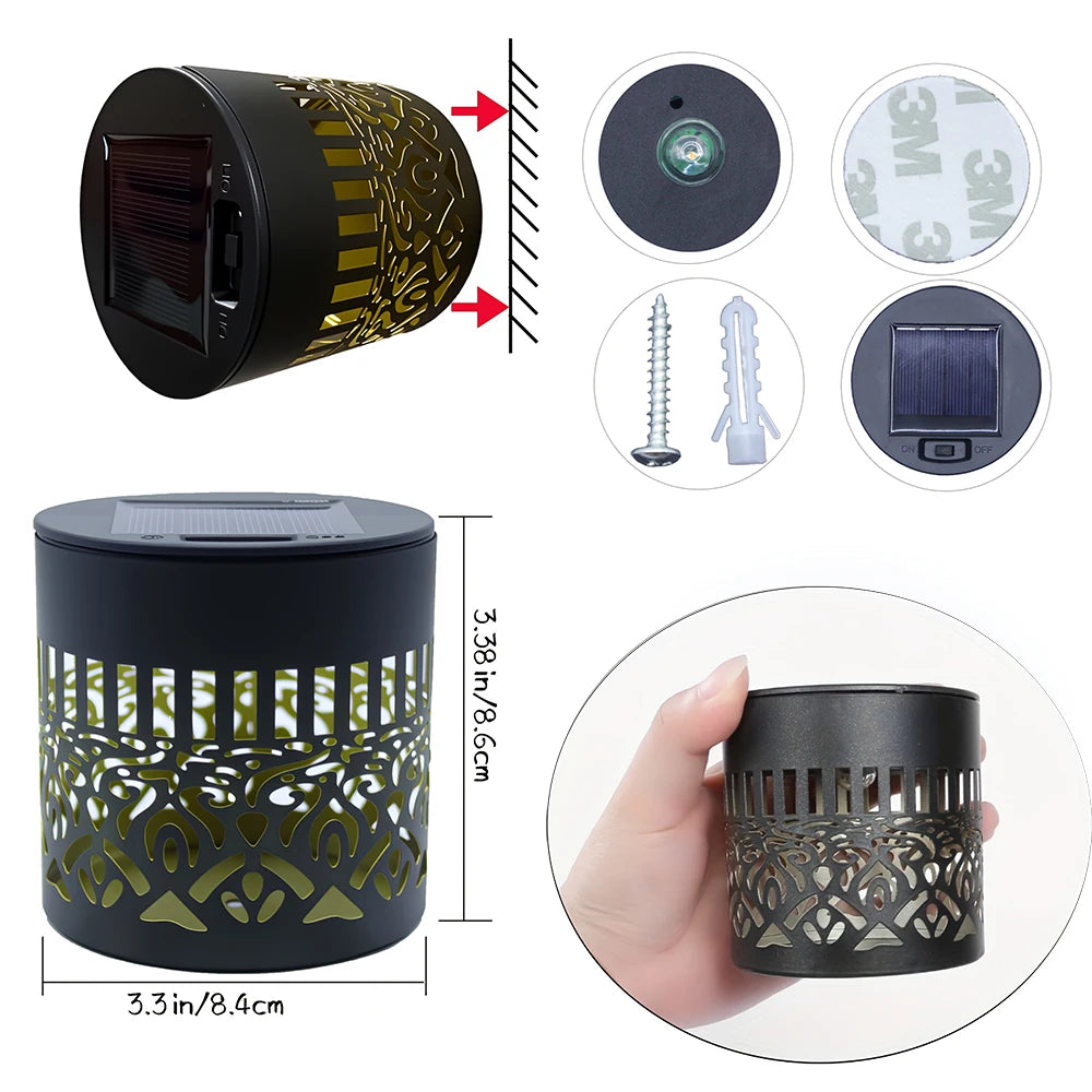 Solar LED Warm Wall Light – IP65 Globe Iron Lamp for Garden, Steps & Courtyard