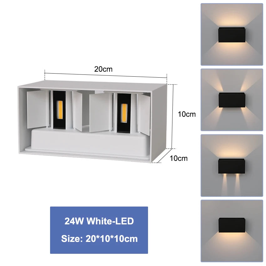 IP65 Waterproof LED Wall Lamp — 6W/12W, Black, White or Grey