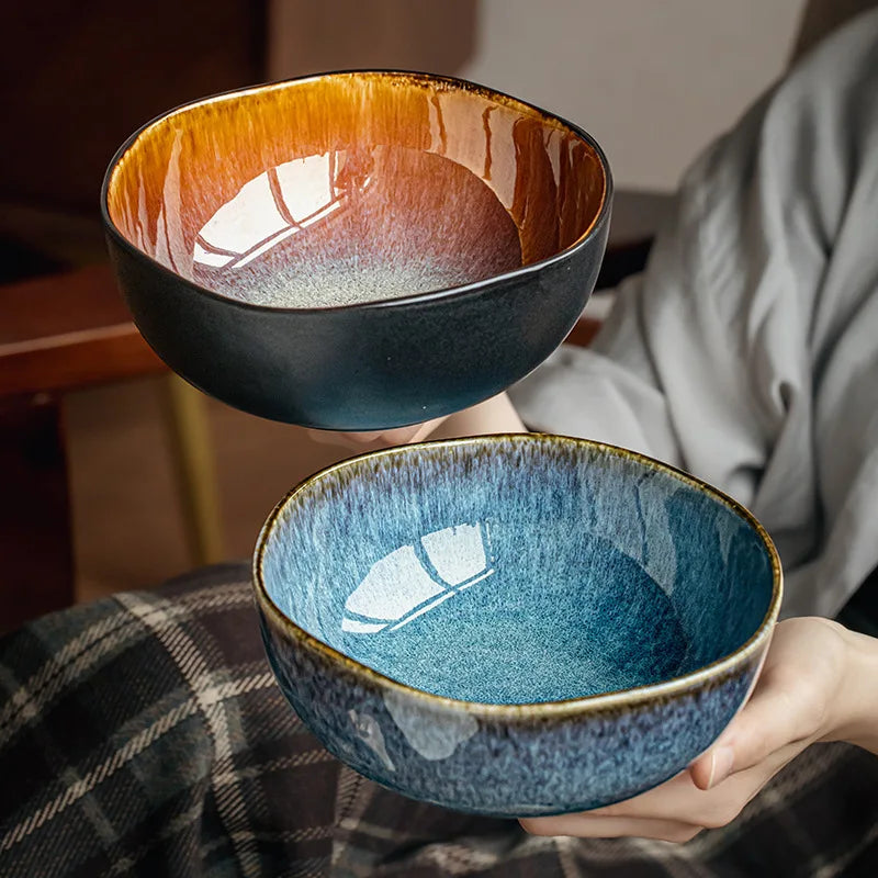Special-Shaped Ceramic Noodle & Fruit Bowl — Yunmeng Kiln, High-End Tableware