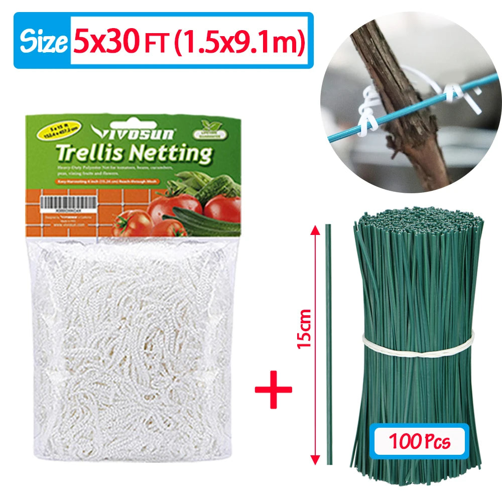 Garden Climbing Trellis Netting – Heavy-Duty Polyester Plant Support Net for Vegetables, Vines & Flowers