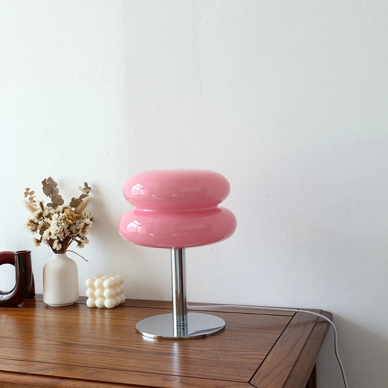 Macaron Glass Bedside Table Lamp — Trichromatic Dimming, Eye Protection