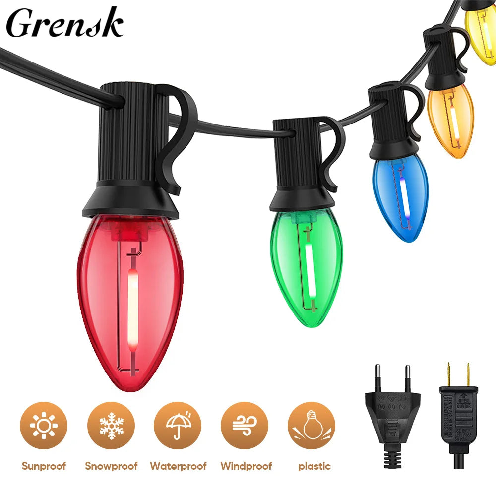 Grensk C7 RGB Shatterproof Replacement Bulbs – 1W E12 Waterproof Garland Lights