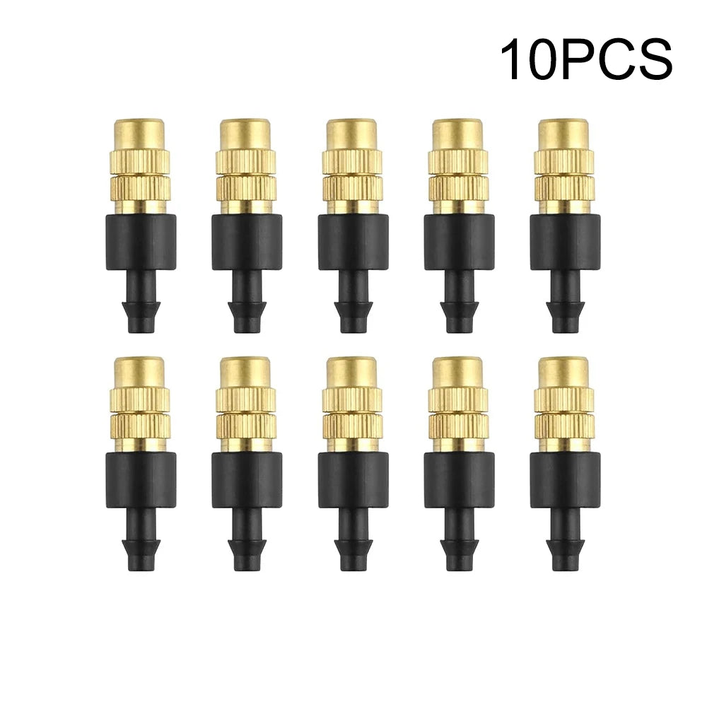 Adjustable Brass Micro Garden Sprinklers – 1/4" Atomizer Nozzles for Drip Irrigation (10 pcs)